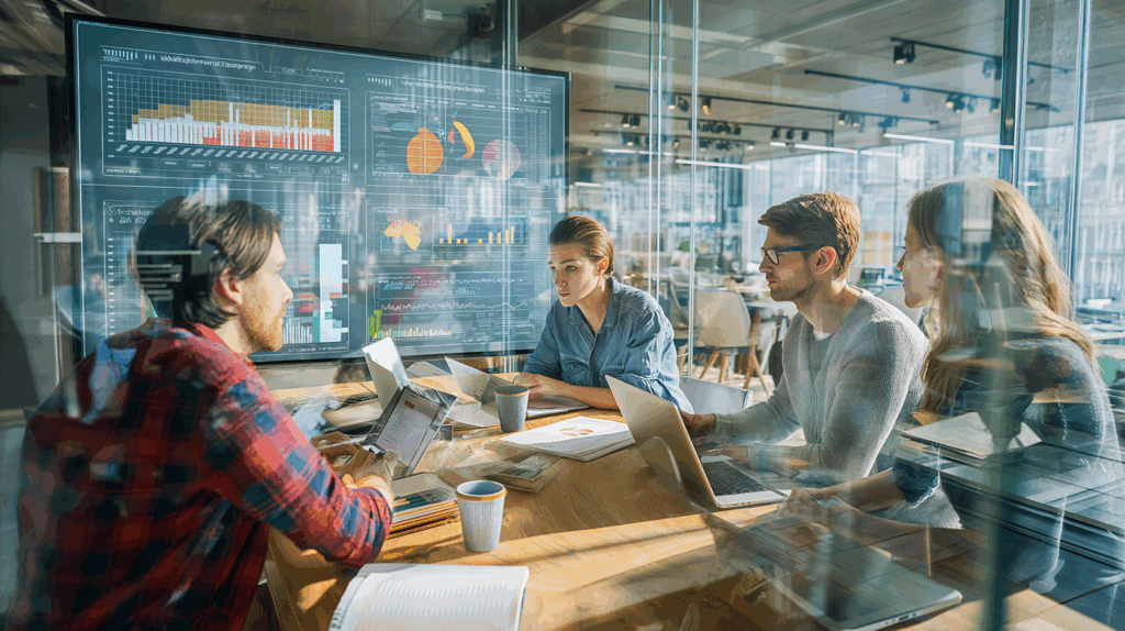 PepsiCo Europe’s in-house digital media team reviewing campaign performance dashboards and optimizing media strategy across 17 European markets. The image reflects collaboration, data-driven decision-making, and advanced digital transformation within the organization.